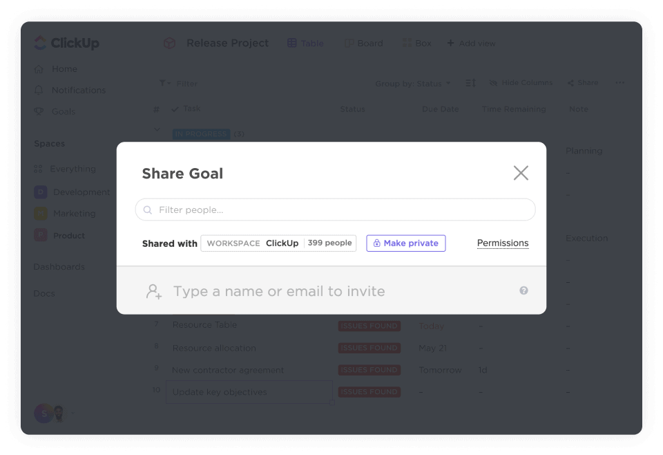 Share your Goals with anyone.
